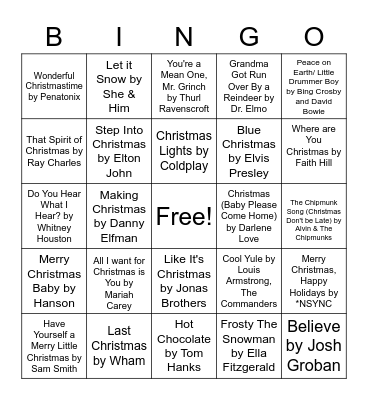 Christmas Singo Bingo Card