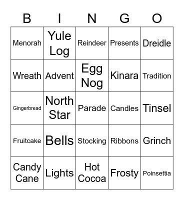 Holiday Bingo Card