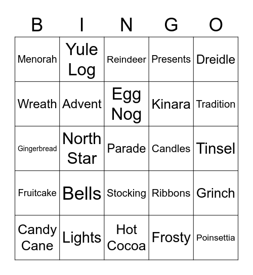 Holiday Bingo Card
