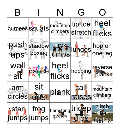 Fitness Bingo Card