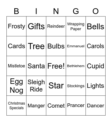 Christmas Bingo Card