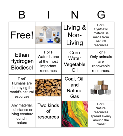 Natural Resources Bingo Card