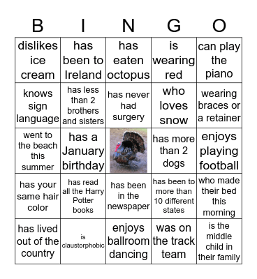 Bingham Family Bingo! Bingo Card