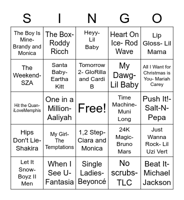 Family Fun Night Bingo Card