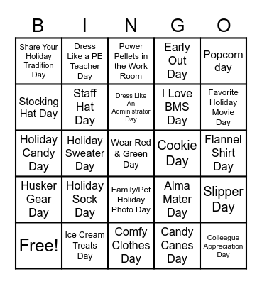 Holiday Bingo! Bingo Card