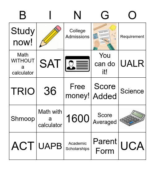 ACT/SAT Bingo Card