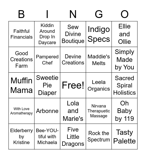 Village Holiday Market Bingo Card