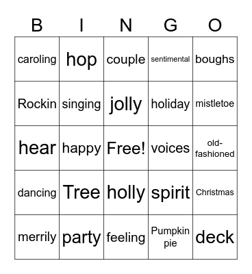 Rockin Around the Christmas Tree Bingo Card