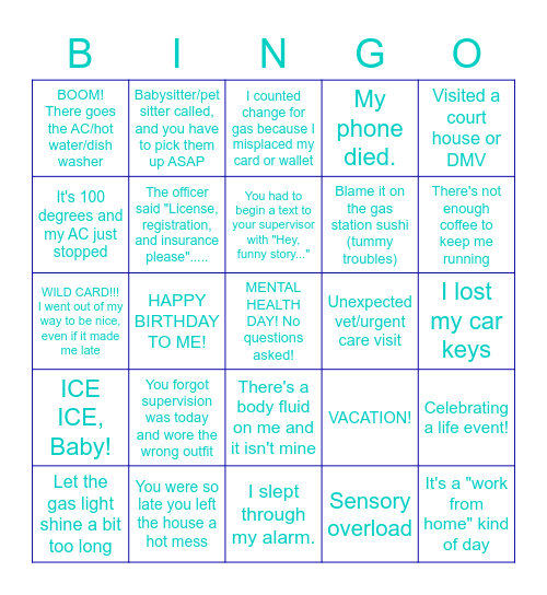 HOT MESS BINGO! Bingo Card