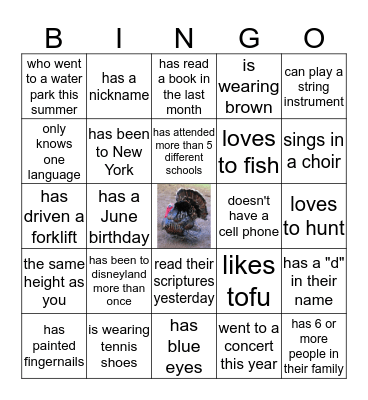 Bingham Family Bingo! Bingo Card