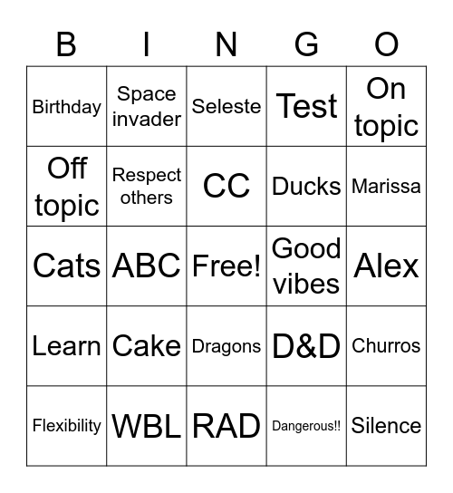 Untitled Bingo Card