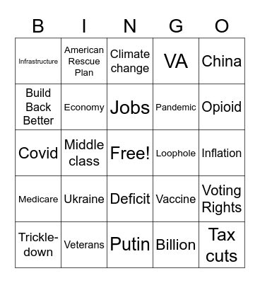 Biden SOTU Bingo Card