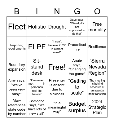SNC Holiday Bingo Card