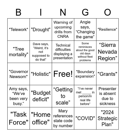 SNC Holiday Bingo Card