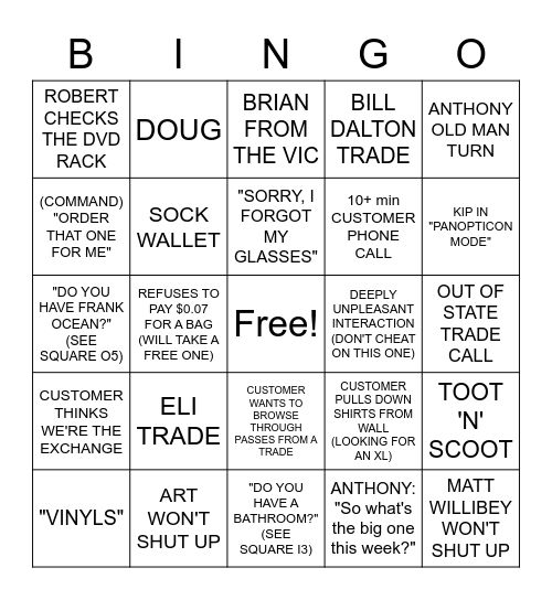 Freaky Friday BINGO Card