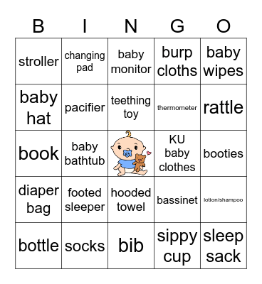 Baby Gift Bingo Card