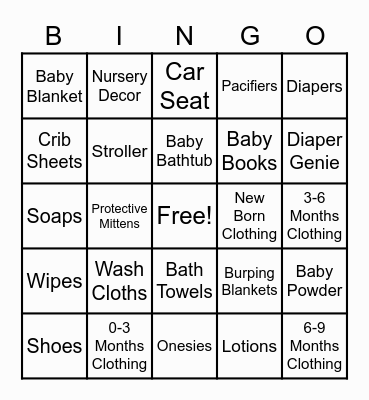 Baby Bingo Card