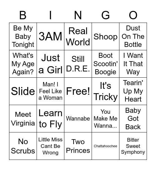 90's Hits Bingo Card