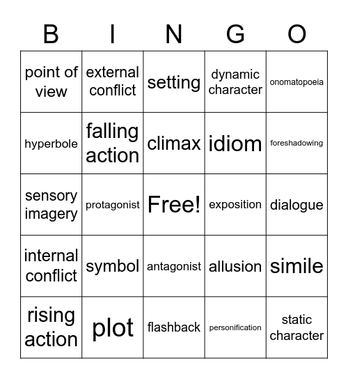 Literary Terms Bingo! Bingo Card