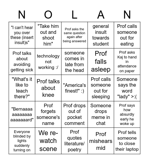 Literature <3 Bingo Card