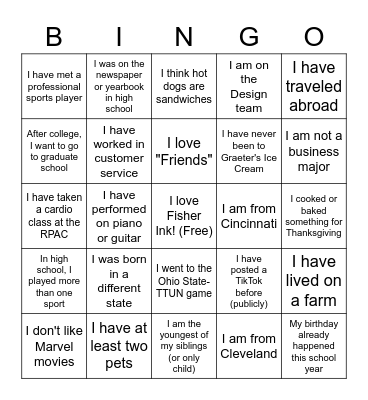 FI Bingo Card