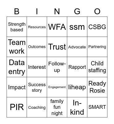 Whole Family Approach Bingo Card