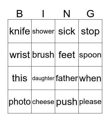 sounds  Bingo Card