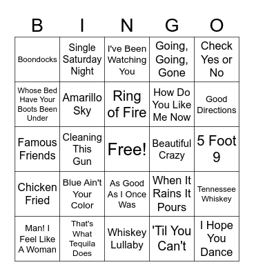 B&B COUNTRY MUSIC BINGO Card