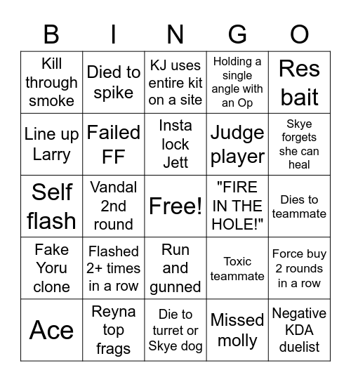 valorant bingo :D Bingo Card⬇️ Acione a adrenalina com jogos de tiro online