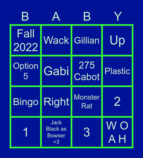 Baby Bingo 2022 Bingo Card