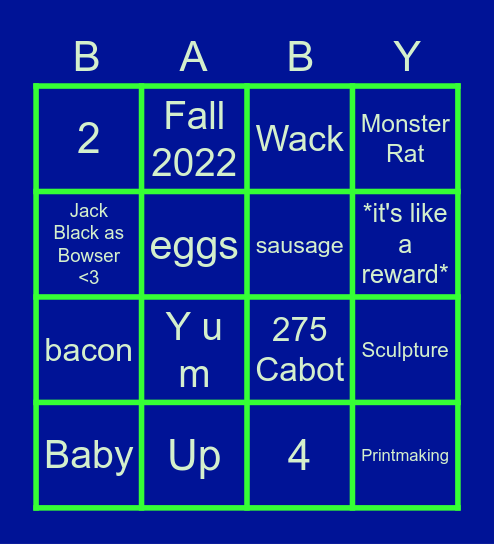 Baby Bingo 2022 Bingo Card