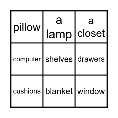 In the bedroom, there is/are... Bingo Card