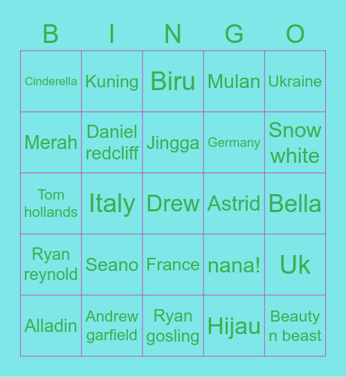 DANIS PUNYA NIE Bingo Card