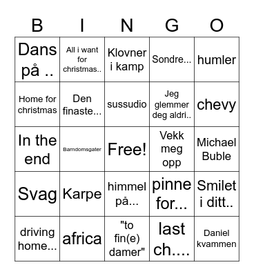 JULEBORD 2022 Bingo Card