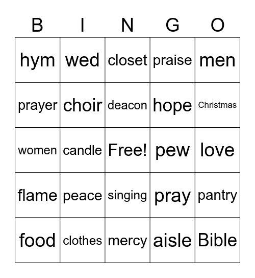 Peoples Womens Fellowship Bingo Card