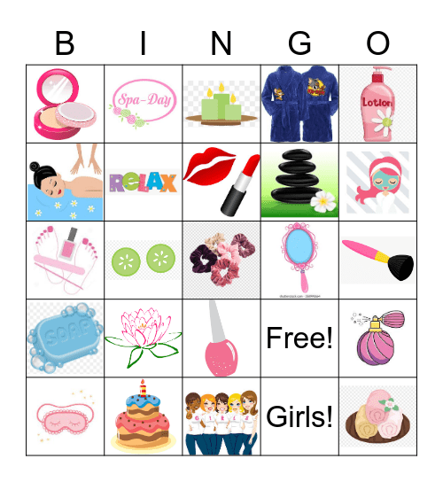 Spa Party Bingo Card