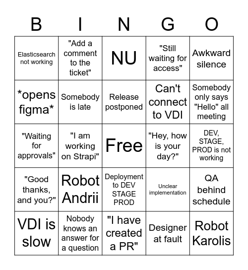 SRC Bingo Card