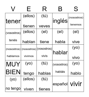 Spanish for Fun Bingo Card