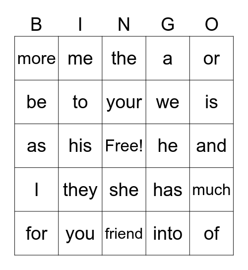 Review Bingo Card