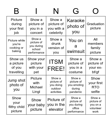 Show Off Bingo Card