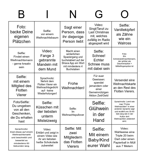 Flotter Vierer Weihnachtsbingo Card