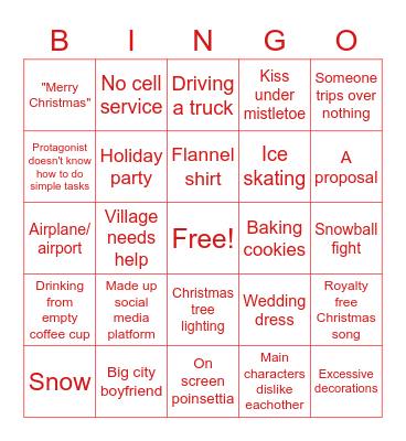 Christmas movie bingo Card