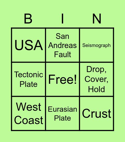 Geography Bingo Card