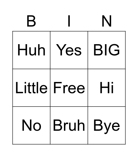 H Bingo Card