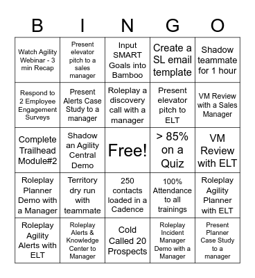 SaaS AE Bootcamp BINGO Card