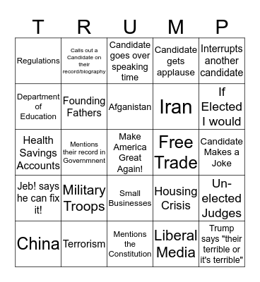 11/10 Republican Debate # 4 Bingo Card