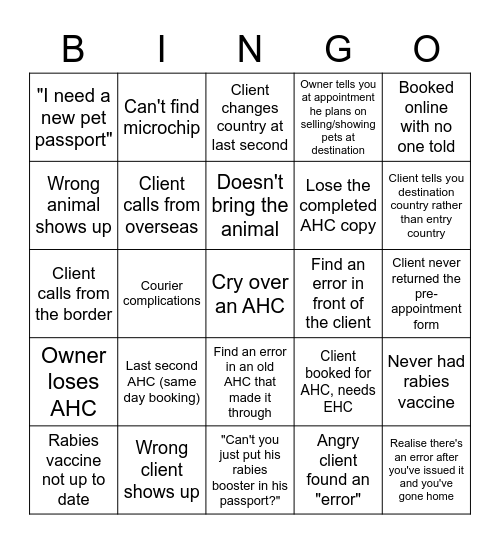 AHC nightmares Bingo Card