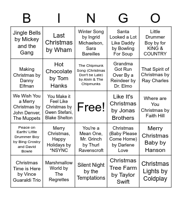 Christmas Singo Bingo Card