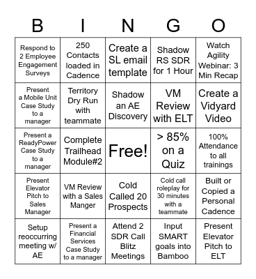 RS SDR Bootcamp BINGO Card