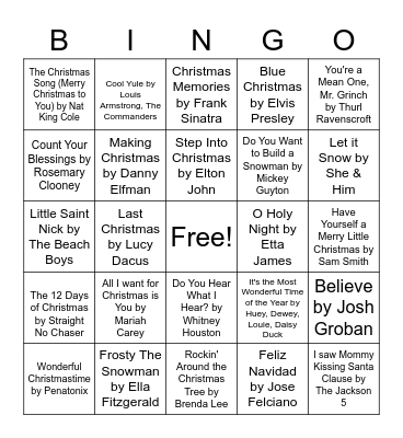 Christmas Singo Bingo Card